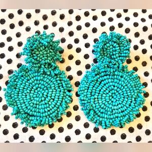 Aqua Beaded Statement Earrings